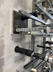 Brandschutzversuch in Prüfofen mit Abschottungen